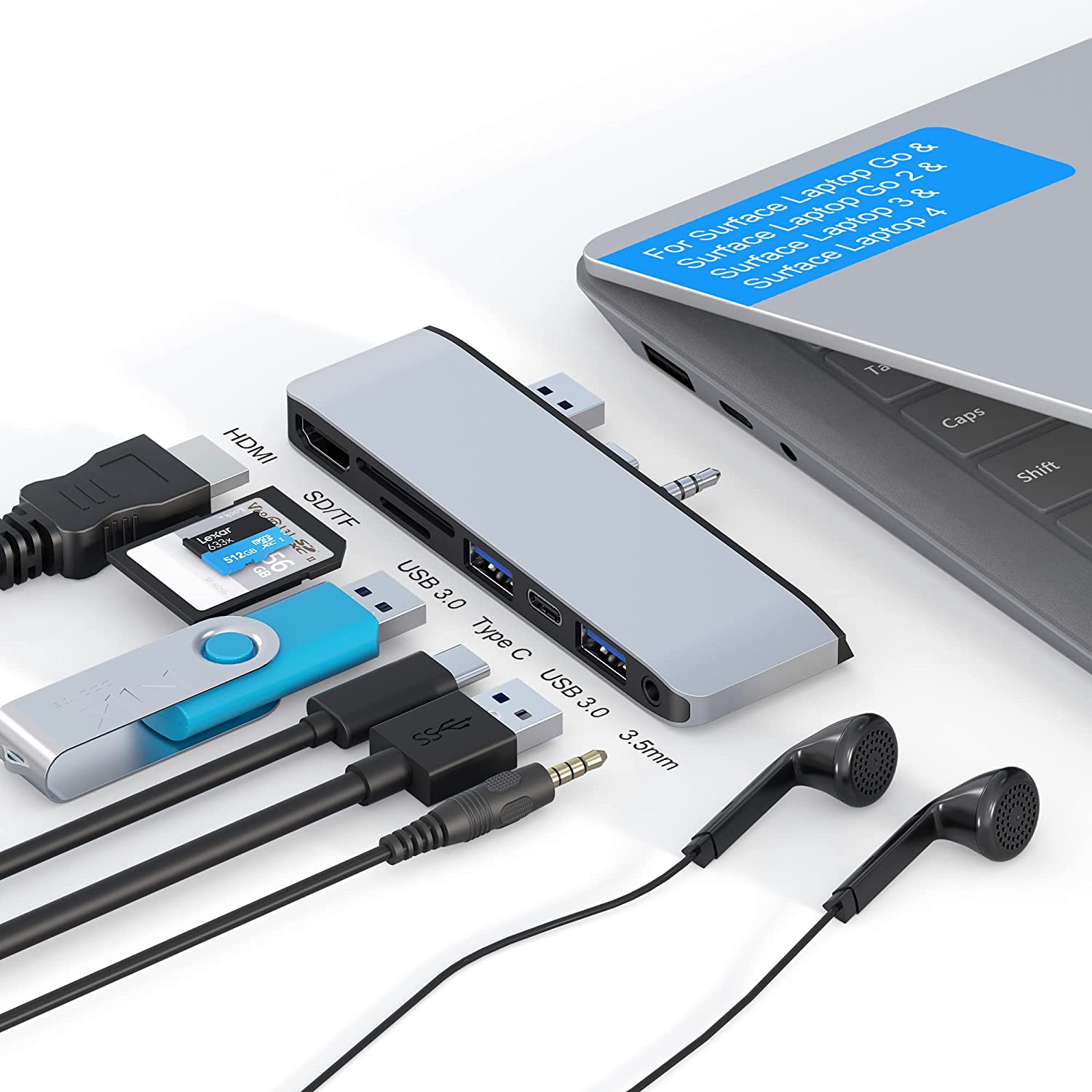 Station D'Accueil 8-en-1 USB-C Pour PC Portable – HDMI 4K, 2x USB-A 3.0, 2x USB-C PD 100W, Lecteur Cartes – Support Réglable
